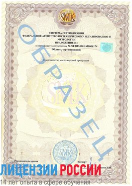 Образец сертификата соответствия (приложение) Черниговка Сертификат ISO 22000