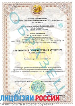 Образец сертификата соответствия аудитора №ST.RU.EXP.00014299-1 Черниговка Сертификат ISO 14001